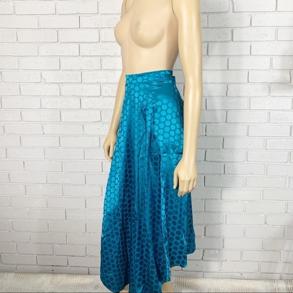 Missguided asymmetric midi skirt in teal polka dot - Picture 4 of 8